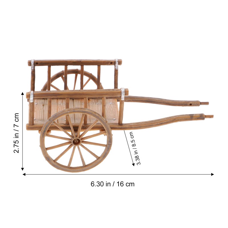 STOBOK 2Pcs Miniature Farming Cart Model Dollhouse Miniature Barrows Simulation Cart Ornaments Landscape Decorations Ancient Wagon Farm Tool Toys - Image 2